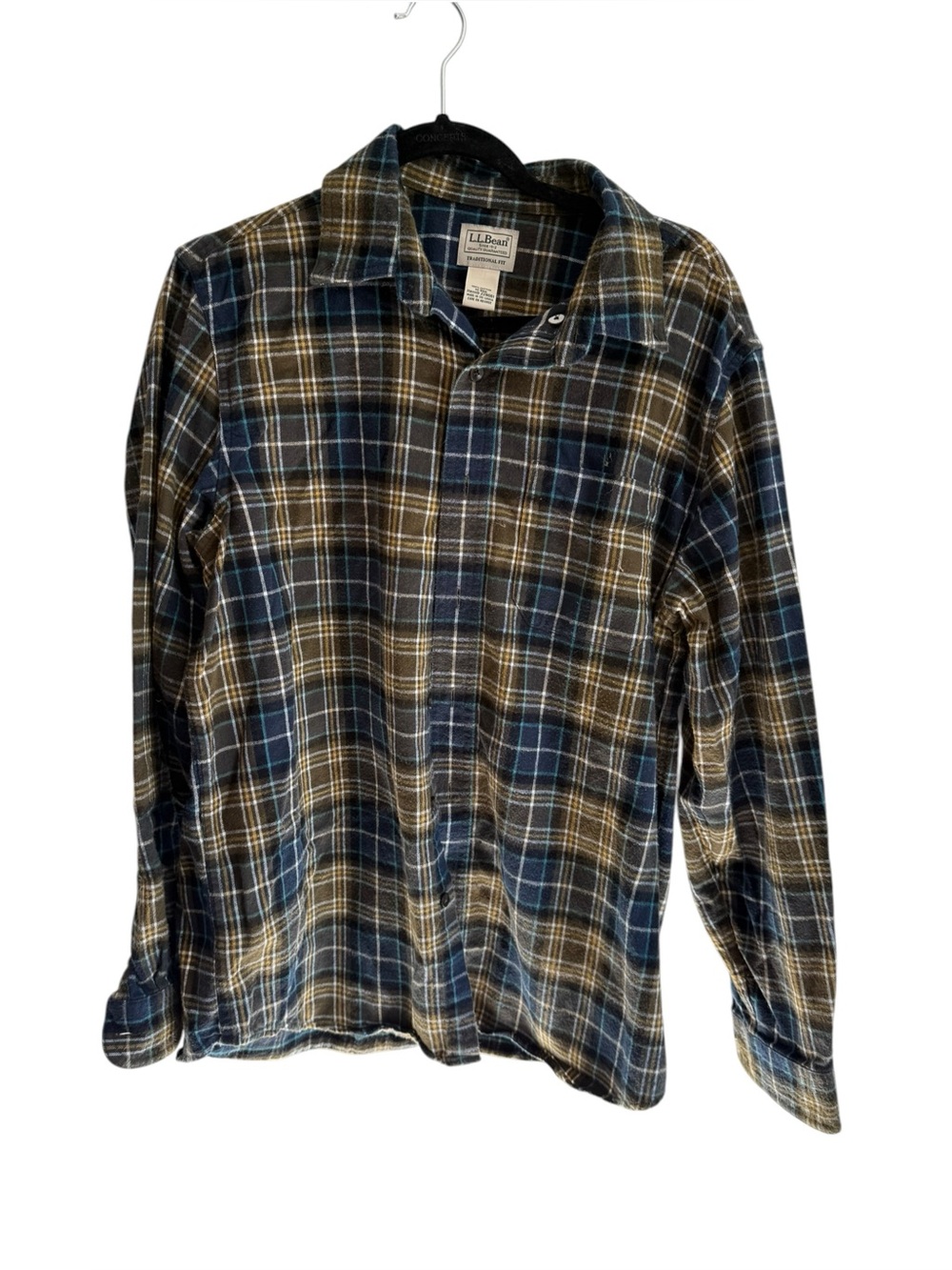 L.L. Bean Men’s Blue and Brown Plaid Flannel Shirt Size Medium